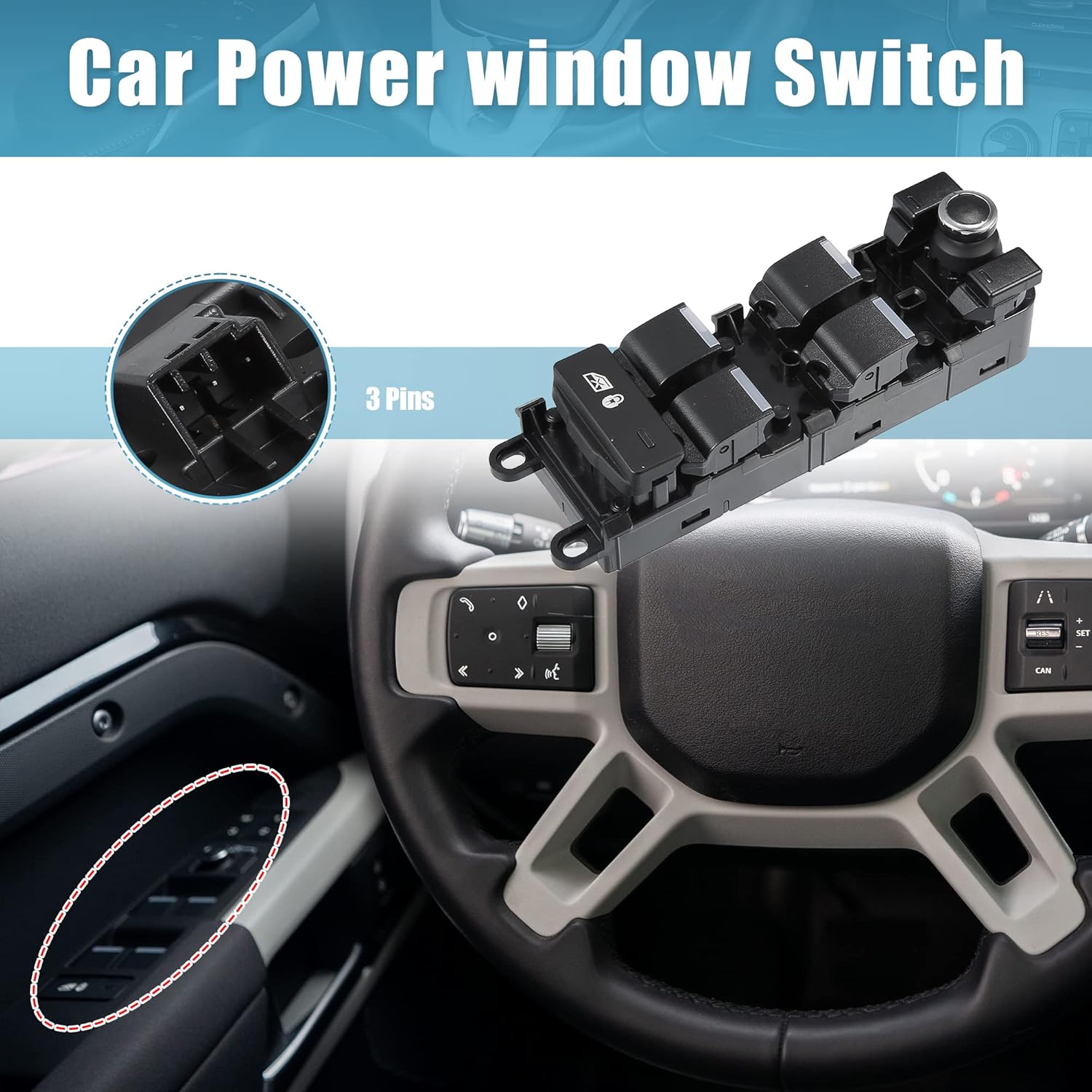 X AUTOHAUX Front Left Driver Side Power Window Master Control Switch for Land Rover Range Rover 2014-2017 LR034932