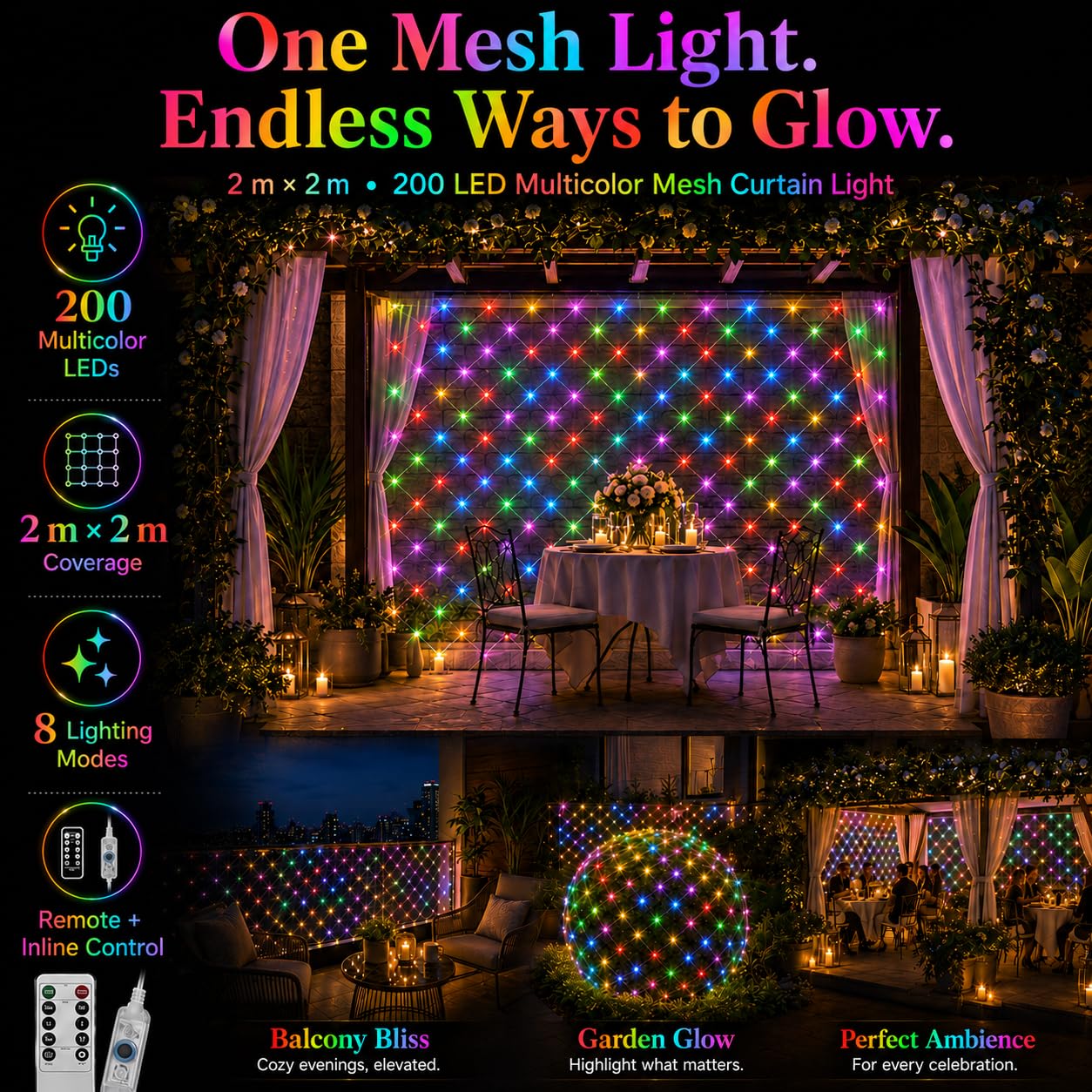 Gesto Mesh Fairy Lights - 200 LED String Lights -5 Gesto Mesh Fairy Lights - 200 LED String Lights -5