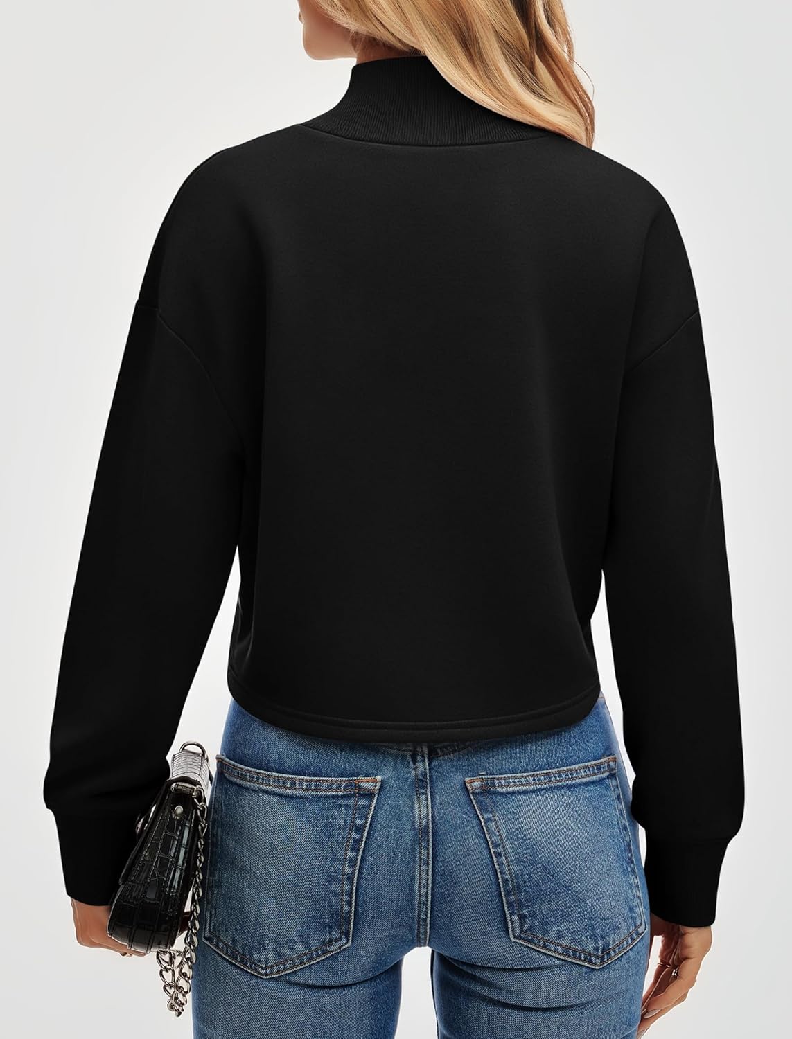 Womens Mock Neck Sweatshirts Fleece Lined Cropped Oversized Mockneck Pullover Sweatshirt Trendy Casual 2025 Fall - Image 5