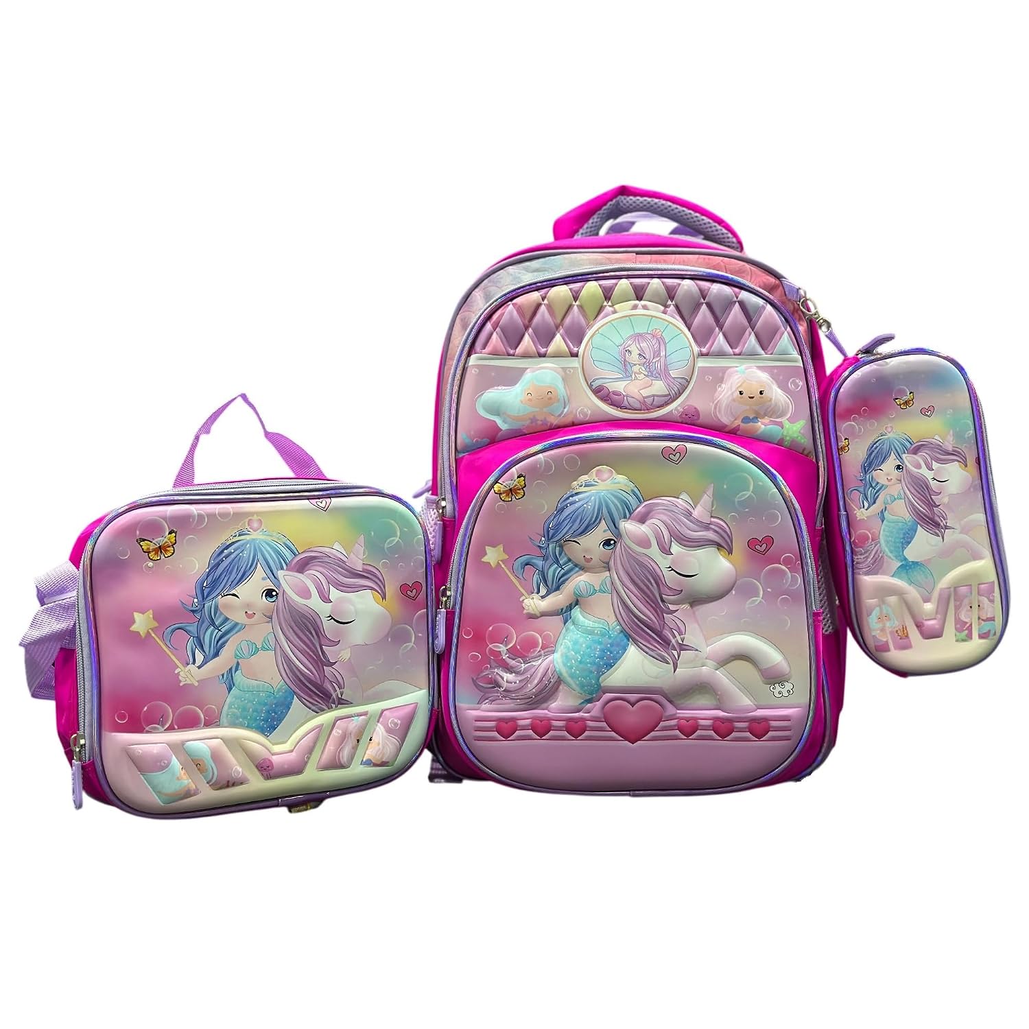 3-in-1 Kids School Bag Set | Cartoon Character Backpack, Lunch Bag with Insulation Coating & Pencil Case Combo | Lightweight Waterproof School Bags for Boys & Girls (Pink_Multi) 3-in-1 Kids School Bag Set | Cartoon Character Backpack, Lunch Bag with Insulation Coating & Pencil Case Combo | Lightweight Waterproof School Bags for Boys & Girls (Pink_Multi)