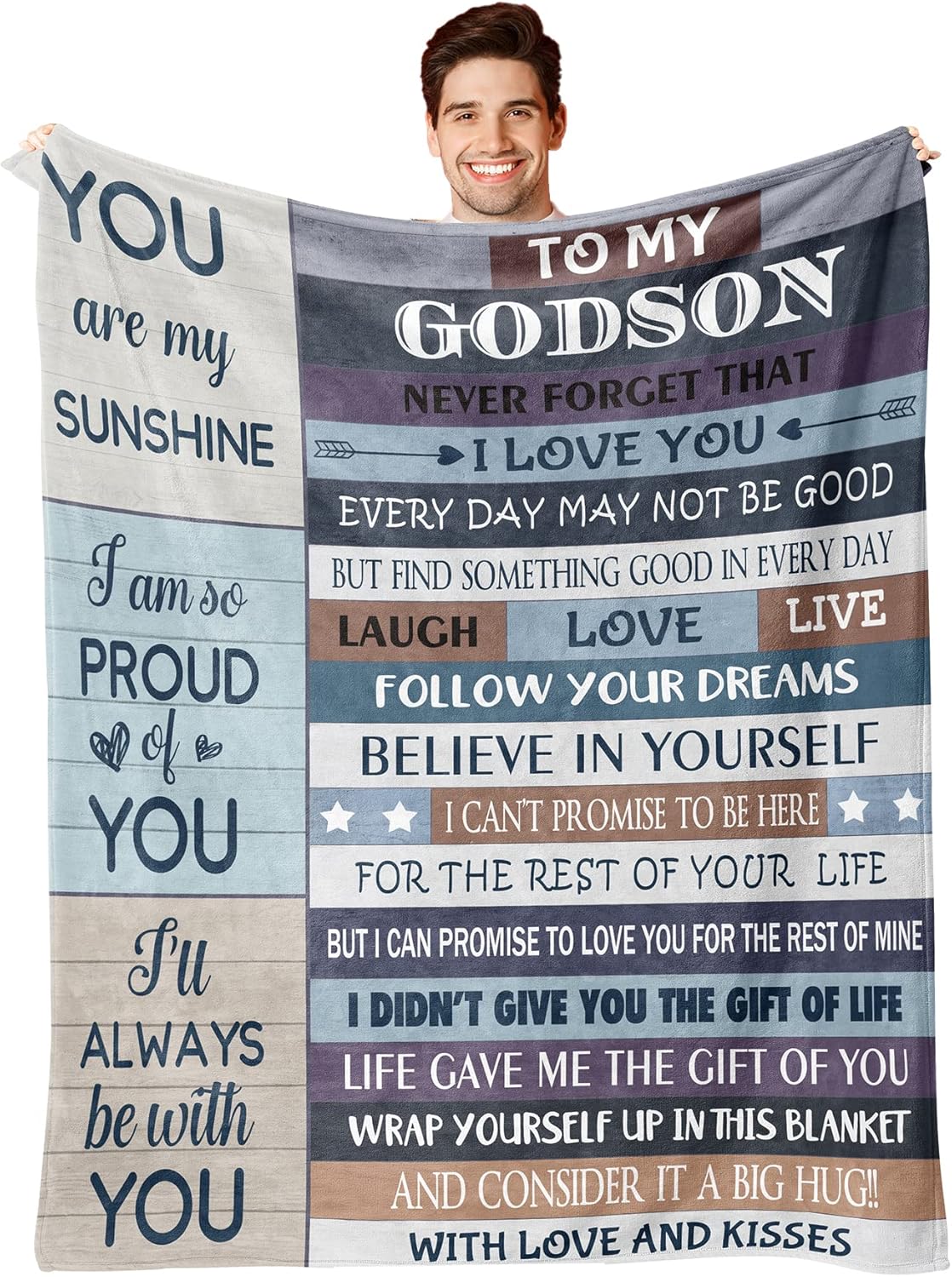 Godson Gifts from Godmother, Godson Baptism Gifts for Boys, Godson Gifts, Birthday Christmas Easter Gifts for Godson, Godson Gifts from Godfather, God Son Gifts Blanket (60x50 Inches)