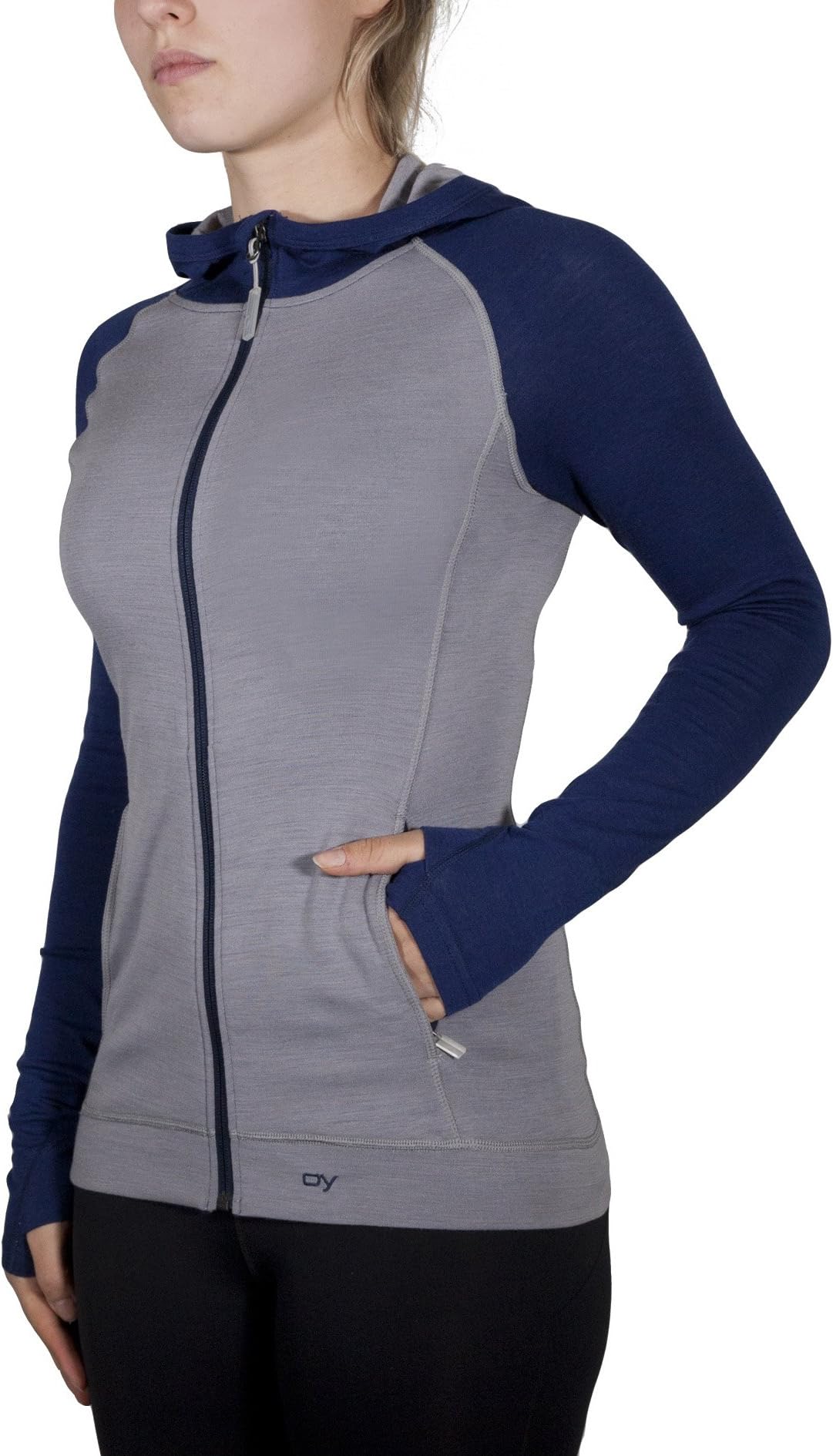 OgiYogi - OY Merino & Bamboo Zip Hoody - Grey/Navy - Size 10