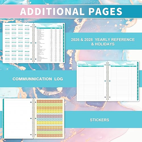 Miniatura 4 de Planificador escolar 2026-2027 con calcomanías, julio 2026 a junio 2027, 9 x 11 pulgadas, planificador estudiantil 2026-2027 con papel grueso