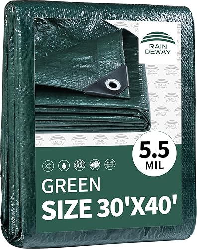 Miniatura 65 de RAINDEWAY Lonas de 7 x 7 pies (paquete de 2) – 5.5 mil, cubierta de lona de polietileno impermeable multiusos con ojales de metal y bordes