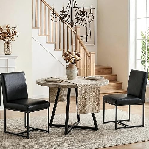 Miniatura 17 de VESCASA Juego de 2 sillas de comedor tapizadas de lino, sillas acolchadas modernas de mediados de siglo con marco de metal dorado para restaurante,