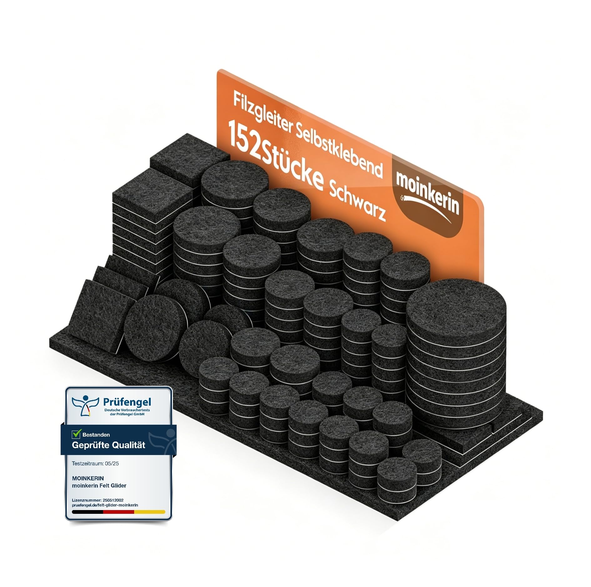 moinkerin 32 Stücke Filzgleiter Selbstklebend 35mm filzgleiter für stühle 5mm Dicke Möbel Filzgleiter für Möbelfüße Stuhlbeine, Hartholzböden(Schwarz,35mm)