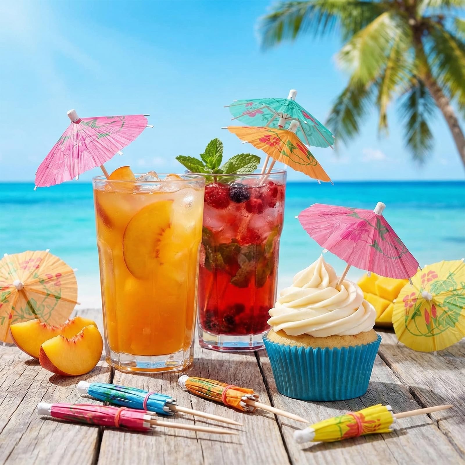 100 Pezzi Ombrelli da Cocktail, Ombrellini da Cocktails, Ombrellini Cocktail Hawaii, Decorazione Cocktails, Ombrellino da Cocktaill per Dolci, Torte, Bevande, Matrimoni, Spiaggia, Bar, Hawaiano Feste