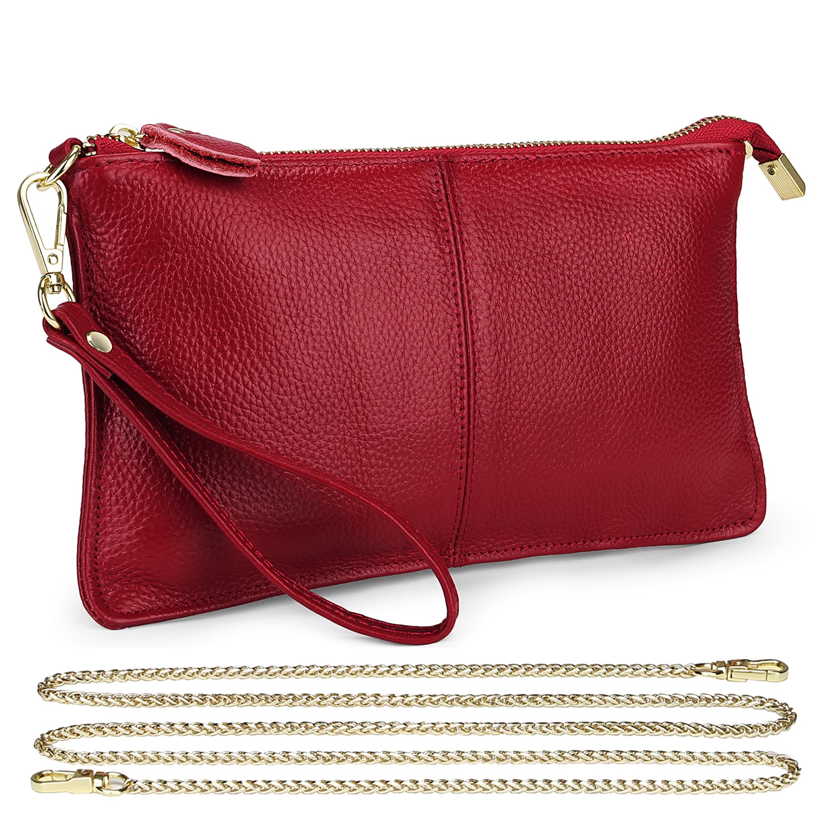 Uromee Genuine Leather Wristlet Wallet Clutch Purses with Detachable Chain