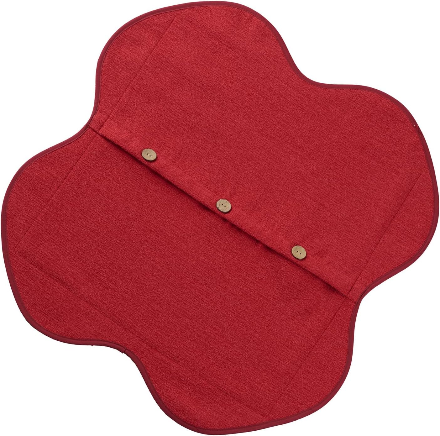 FUTEI Red Chenille Throw Pillow Covers 18x18 Inch Set of 2, Four-Leaf Clover Shape with 3 Buttons Scalloped Bordered Design Cushion Case, Neutral Home Decor for Couch