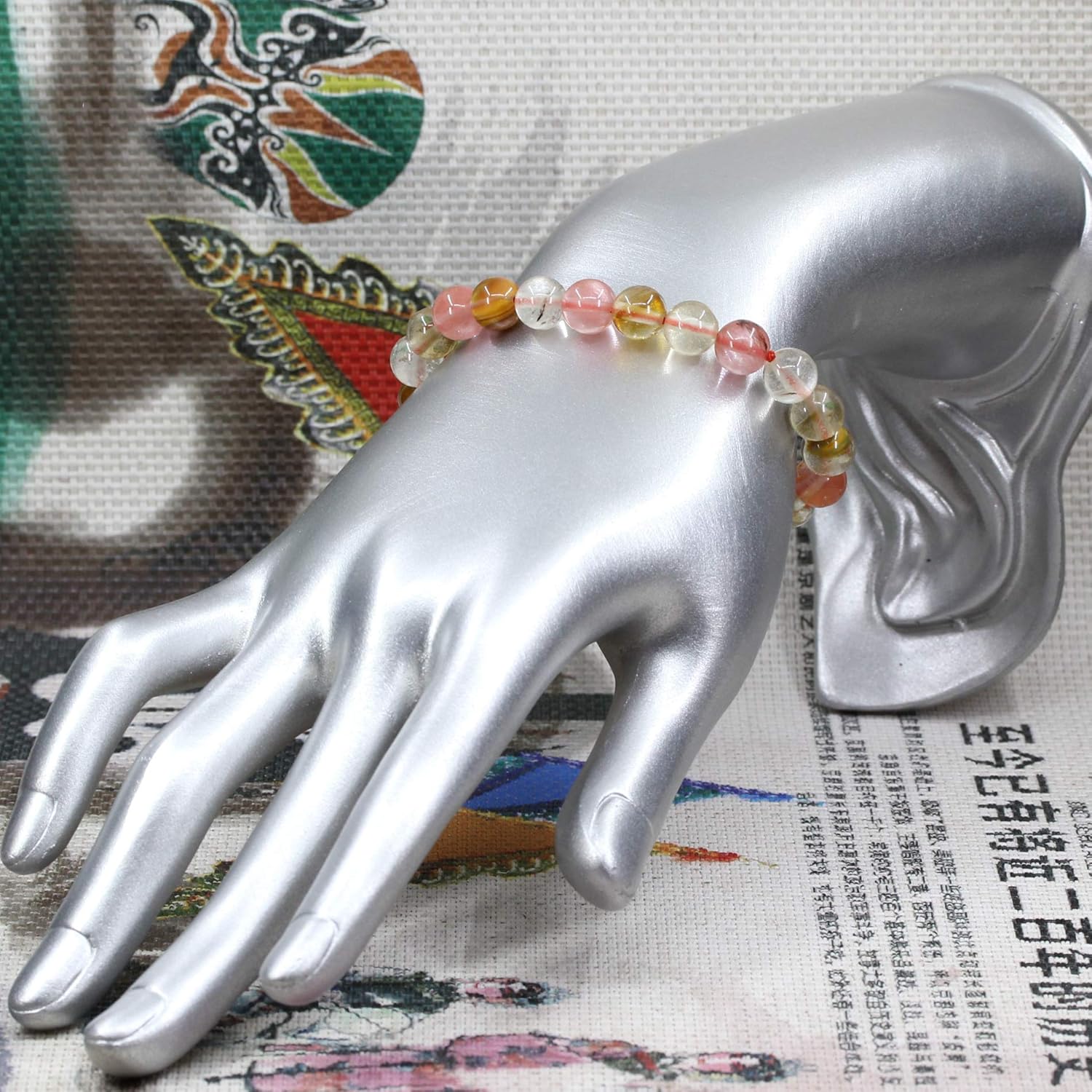 Keleny Gem Semi Precious Gemstones 8mm Natural Quartzite Stone Round Beads Crystal Stretch Bracelet 7 Inch Unisex - Image 3