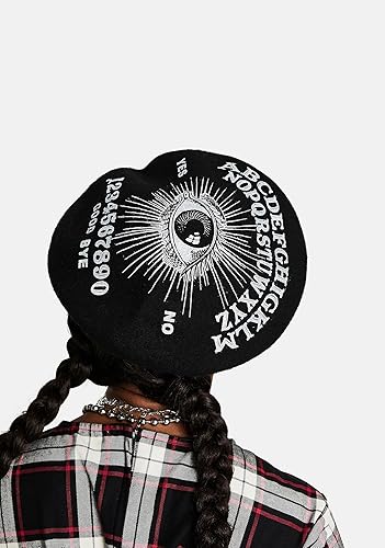 Miniatura 4 de kreepsville 666 Gorro Ouija Planchette Negro Boina, Negro -