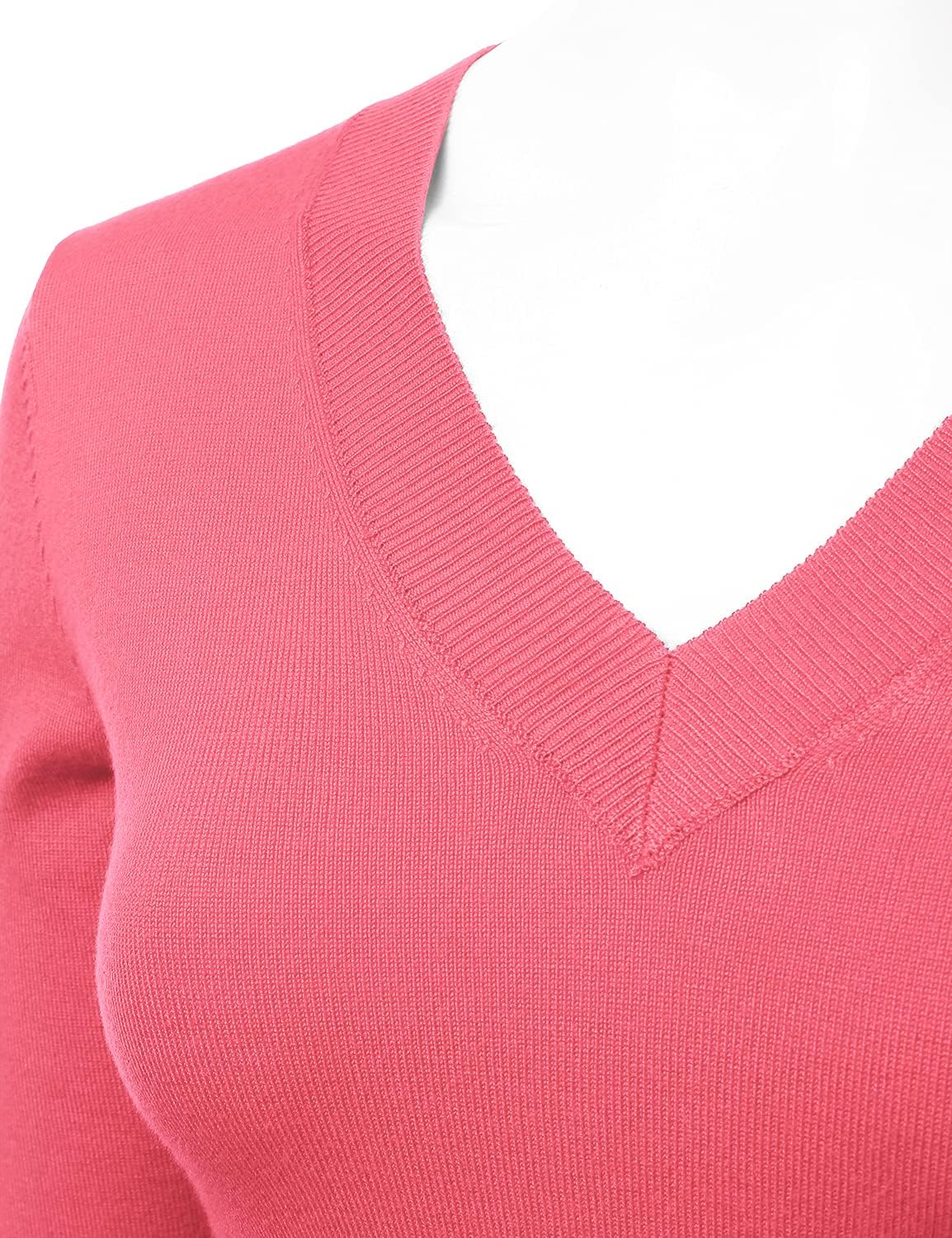 LALABEE Women's V-Neck Long Sleeve Soft Stretch Pullover Knit Top Sweater (S~XXL) - Image 4