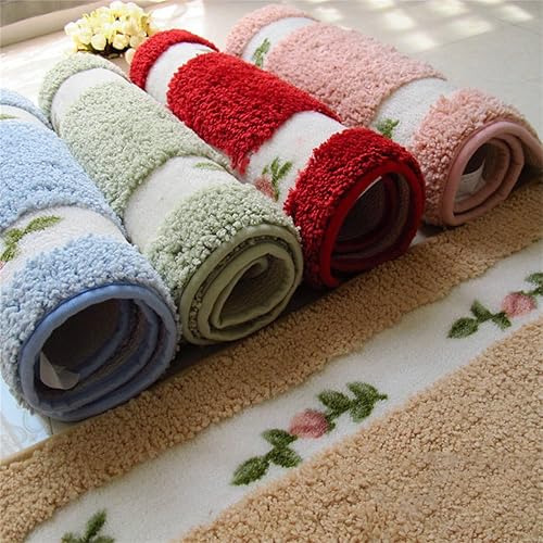 Miniatura 6 de Abala - Alfombra de baño con diseño de rosas y flores para baño, antideslizante, absorbente de agua, suave, de microfibra, lanuda y de felpa en
