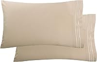 Elegant Comfort Ultra-Soft Microfiber Pillowcase Set 2-Pack Standard/Queen Cream/Tan - 1500 Hotel Quality Double Brushed Wrinkle-Free