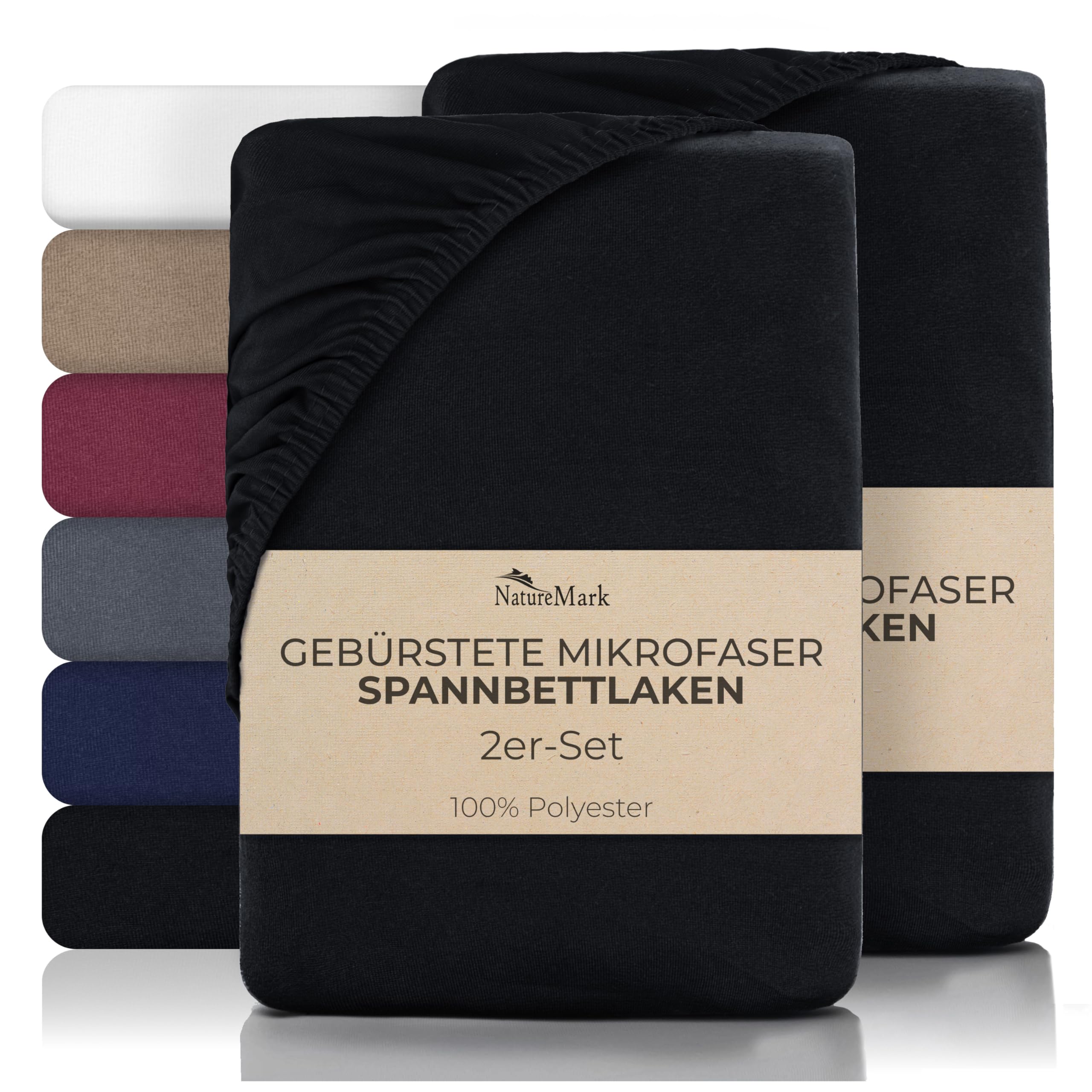 NatureMark Mikrofaser Spannbettlaken – 2 Stück – weich, atmungsaktiv und pflegeleicht – hautfreundlich, schnelltrocknend und formstabil -