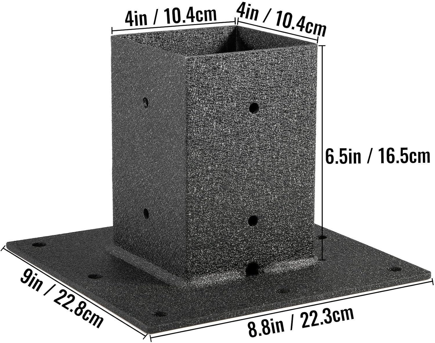 Tools Post Base Mailbox Base Plate 4x4 Bronze/White/Granite/Black Powder-Coated Steel Surface Mount Steel Deck for Mailbox Post (Color : Black)