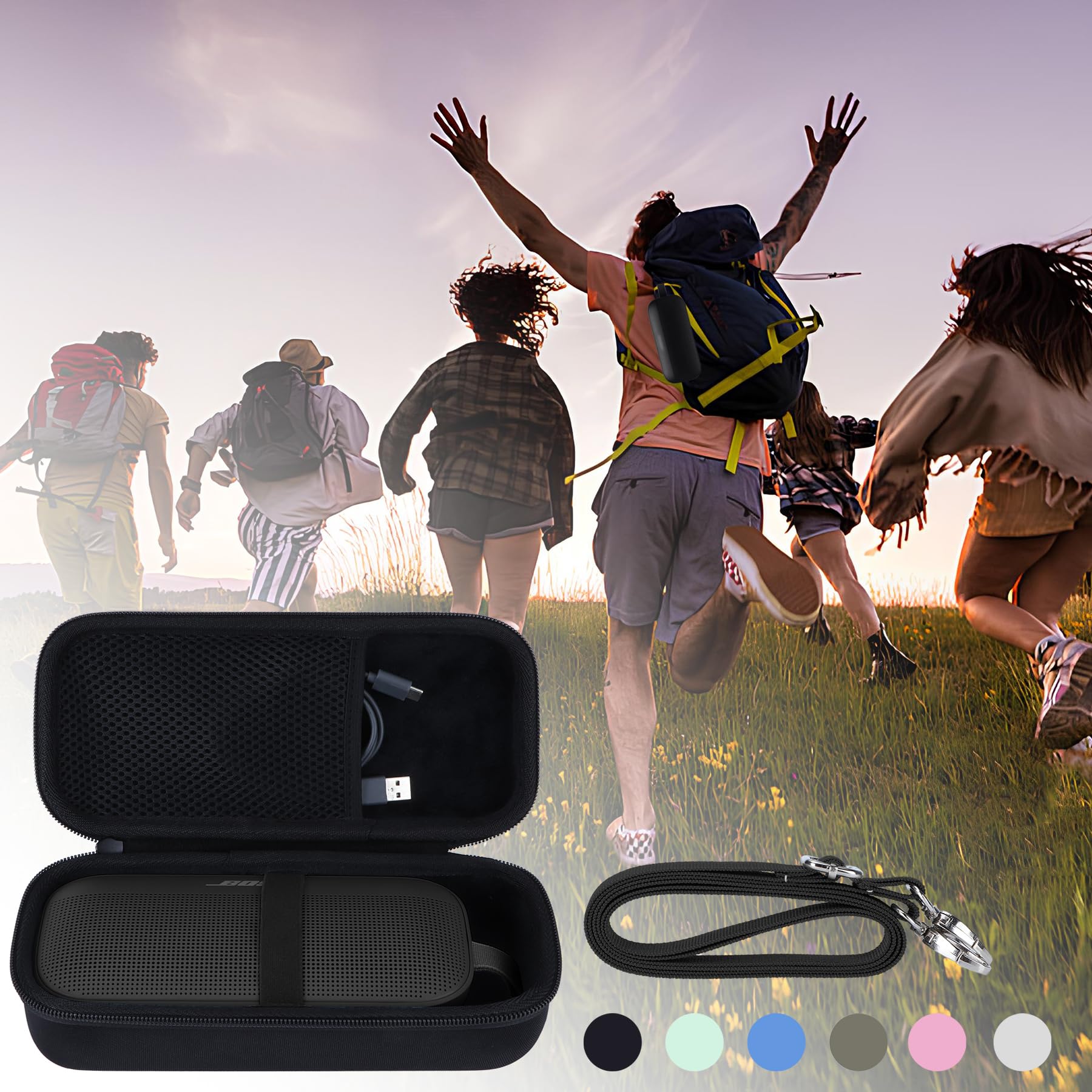Twarde etui ochronne kompatybilne z Bose SoundLink Flex (2. generacji) Przenośny dyfuzor, szałwia alpejska, Podróż