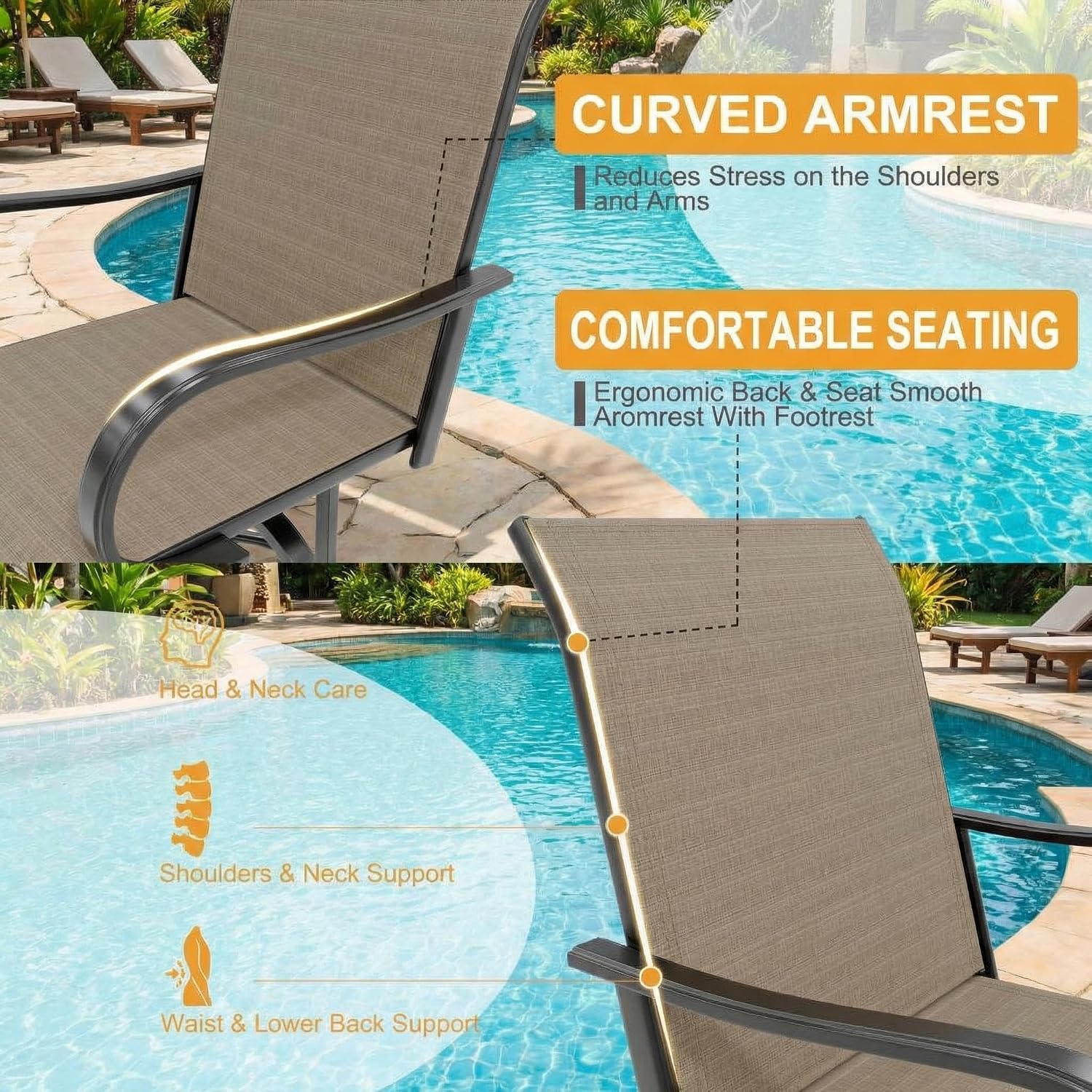 GarveeHome 3-Piece Outdoor Swivel Bar Stools Set, Bar Height Patio Table and Chairs with All-Weather Textilene Fabric, Pub Bistro Tall Furniture Set for Outdoor, Brown