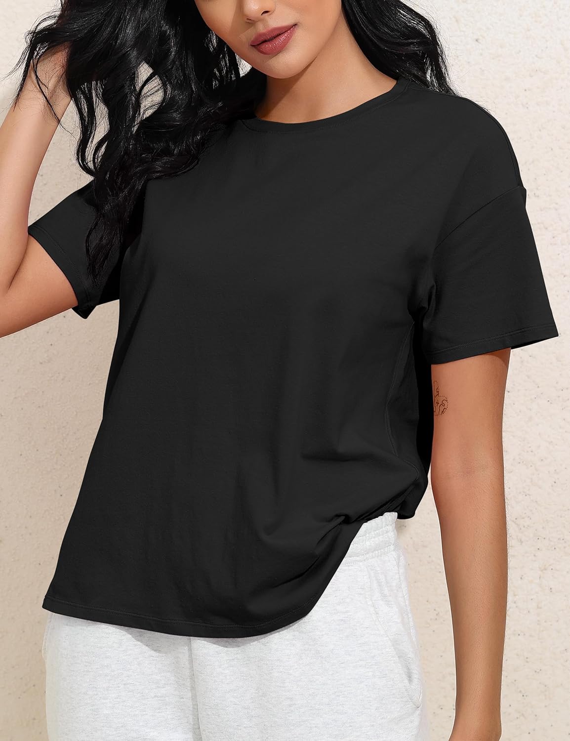 PrettyGuide Womens Short Sleeve Cotton T Shirts Cotton Loose Fit Summer Tops Crew Neck Casual Oversized Tee Shirts - Image 9