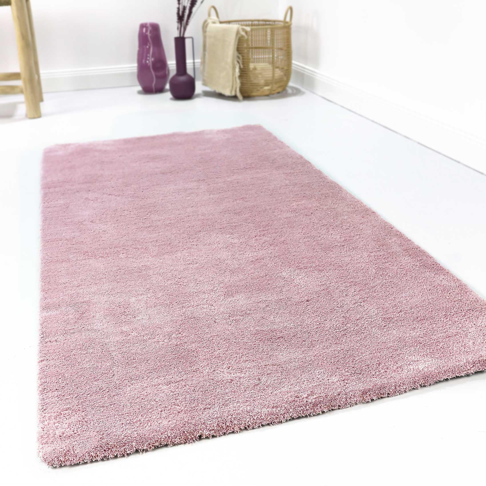 wecon home Przytulnie miękki dywan z wysokim runem, idealnie nadaje się do salonu, dywanik do sypialni i pokoju dziecięcego LOFT (160 x 230 cm, różowy)