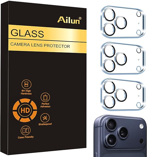 Ailun 3 Pack Camera Lens Protector for iPhone 17 Pro Max,Tempered Glass,9H Hardness,Ultra HD,Anti-Scratch,Case Friendly,Does not Affect Night Shots[Not for iPhone 17/17 Pro/iPhone Air]