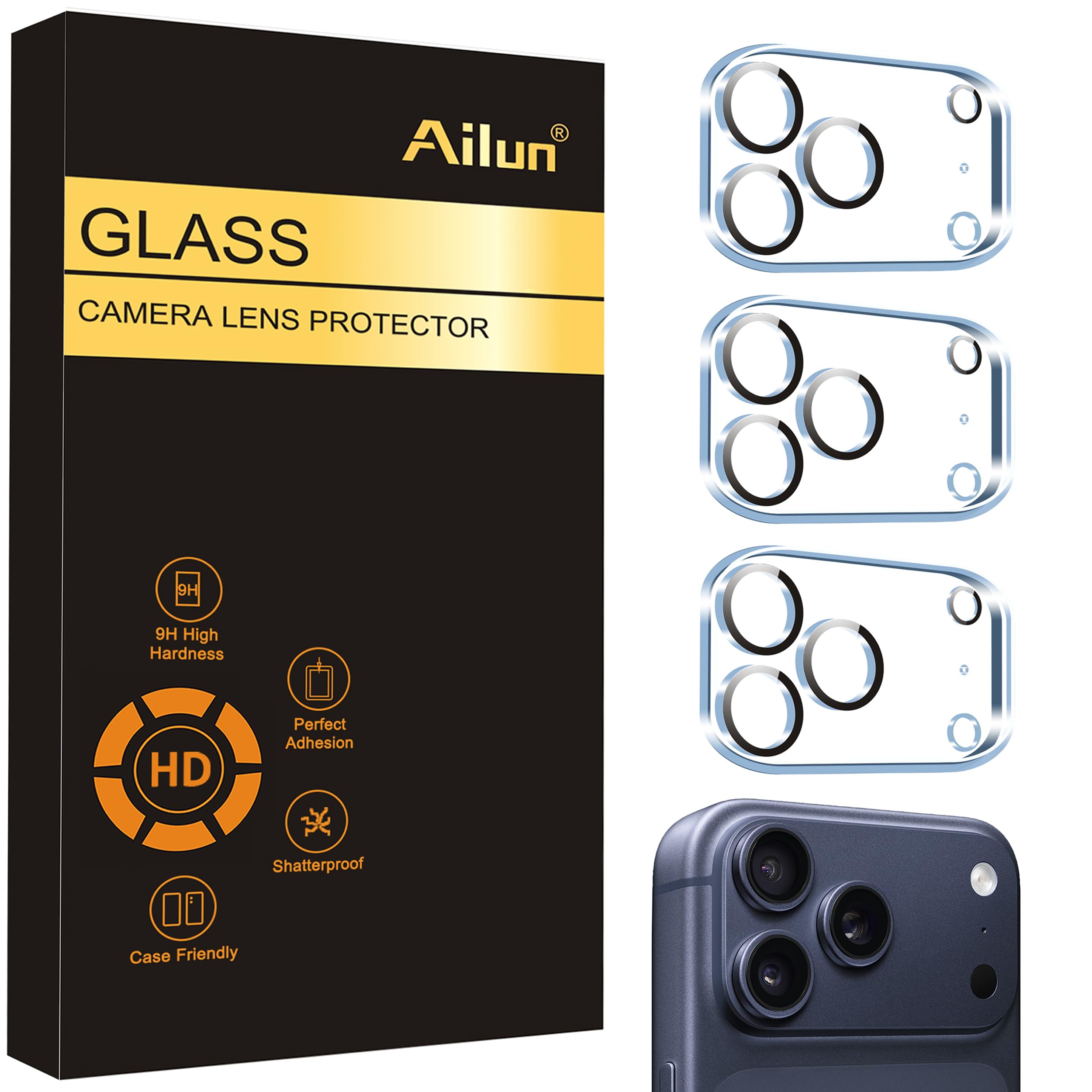 Photo 1 of Ailun 3 Pack Camera Lens Protector for iPhone 17 Pro Max,Tempered Glass,9H Hardness,Ultra HD,Anti-Scratch,Case Friendly,Does not Affect Night Shots[Not for iPhone 17/17 Pro/iPhone Air]