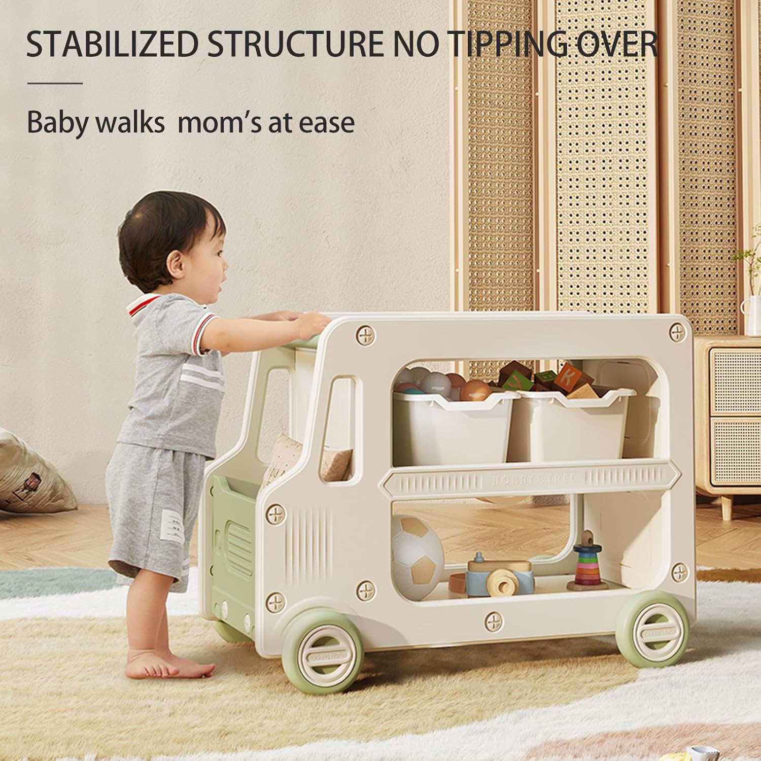 Toy Organizers And Storage For Kids, 2 Layers Toy Storage Cabinet Toys Organization Chest With Bins Multipurpose Toy Storage Box For Nursery, Playroom, Bedroom, Living Room(Green/No Blockes - Image 2