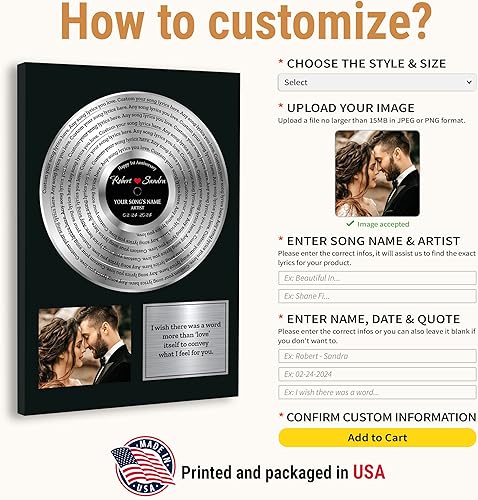 Vista 113 de VICILO Póster de letras de canciones personalizadas, enmarcado, lienzo personalizado, arte de pared, regalos para el día de San Valentín para él