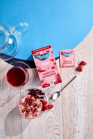 Tetley Raspberry & Pomegranate Tea, 6 x 25 Individually Wrapped Tea Bags