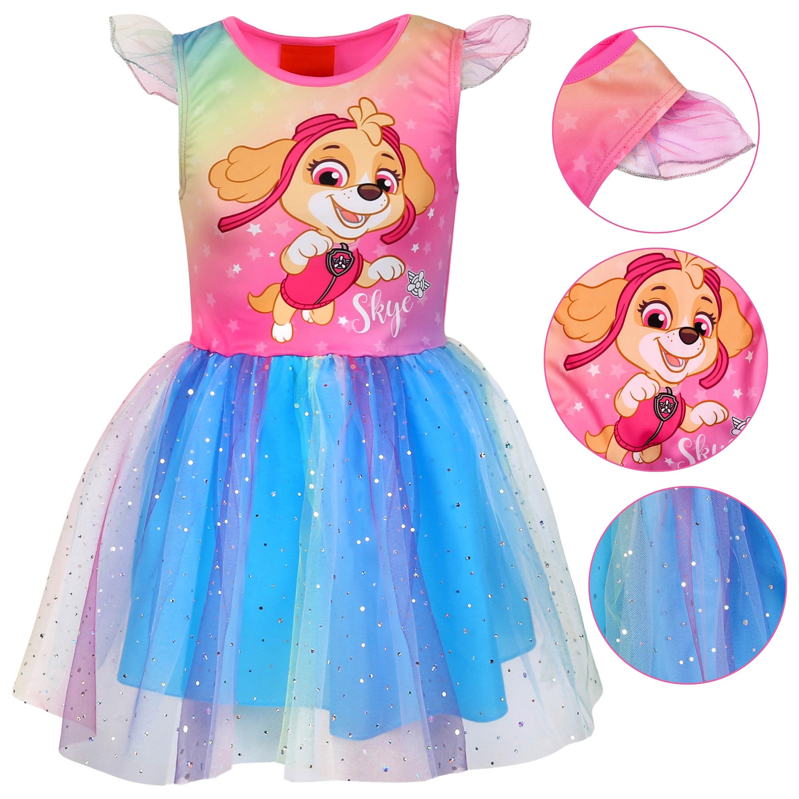 Paw Patrol Skye vestido de manga corta de tul para niña