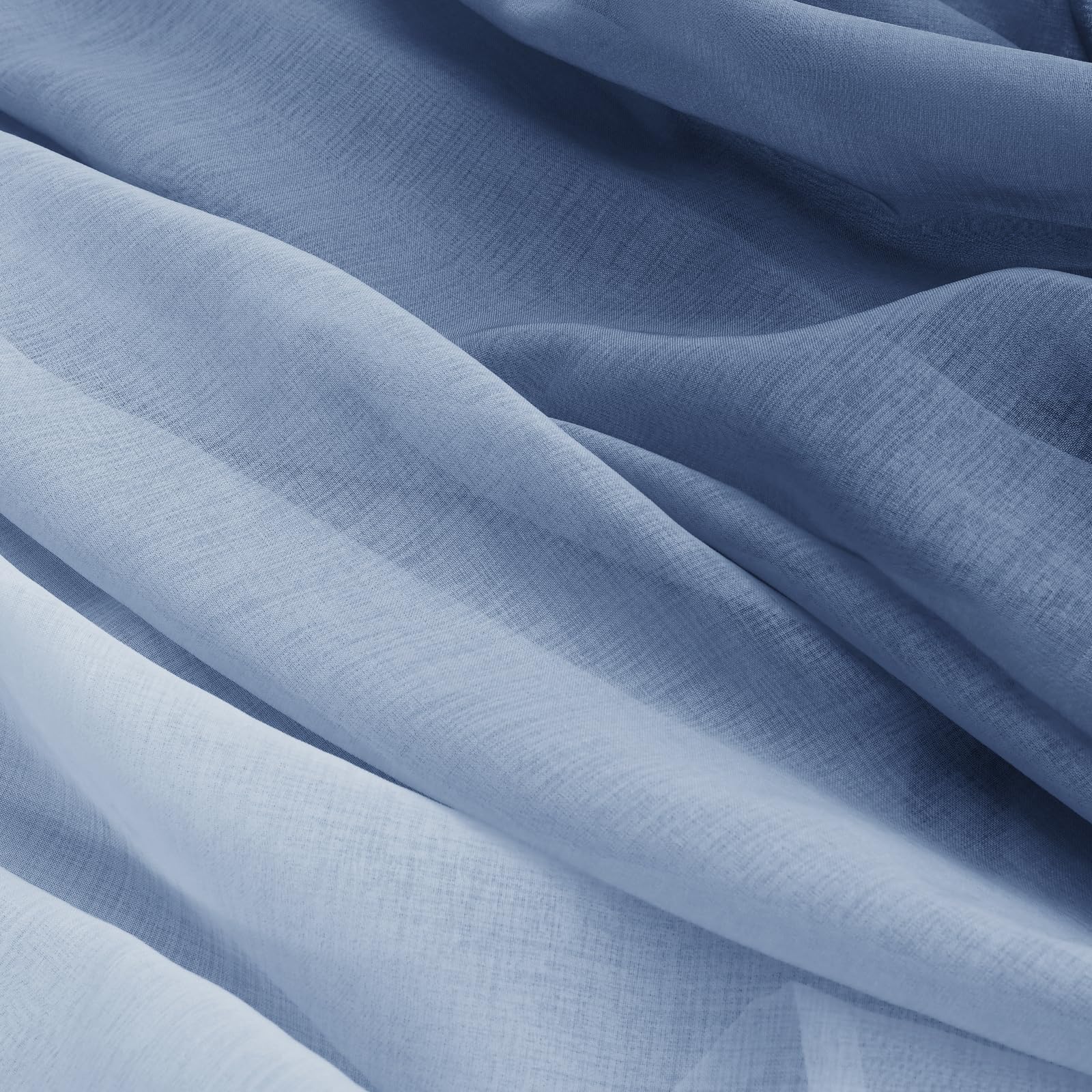 Lot de 2 voilages dégradés ombrés pour chambre à coucher et salon - Rideaux à passants 225 x 140 cm Bleu denim