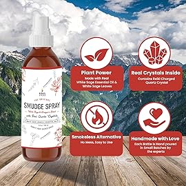 SOUL STICKS White Sage & Dragons Blood Smudge Spray - 3.5oz Smokeless Energy Mist with Quartz Crystals - Protective Smudging Spray for Aura Cleansing & Home Energy Clearing