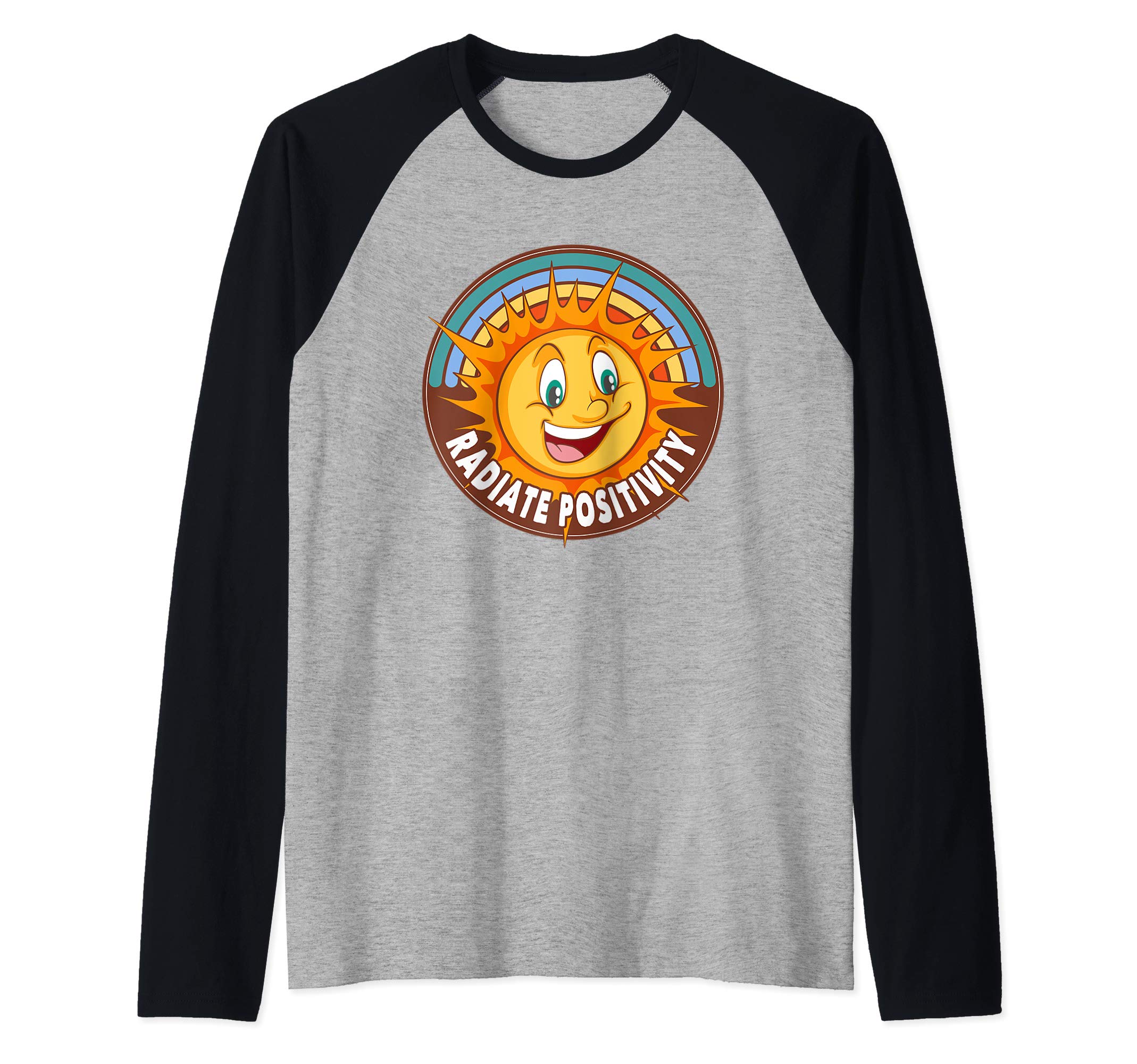 Positive Thanking Inspirational Quotes ShirtsRadiate Positivity - Sunhine Positive Vibes Feel Good Raglan Baseball Tee