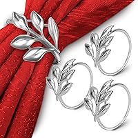 Vista 10 de Juego de 20 servilleteros dorados – Servilleteros de Pascua se adaptan a varios estilos de servilletas, reutilizables, elegantes diseño de hoja