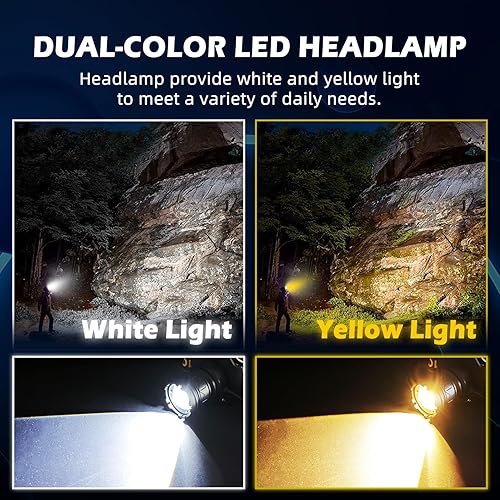 Miniatura 4 de Linterna frontal LED recargable, linterna frontal súper brillante de 3000 lm con sensor de movimiento, luces de cabeza impermeables con zoom