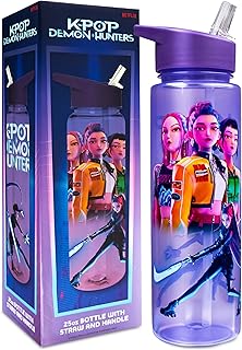 Comprar KPop Demon Hunters Oficial Botella de Agua 700ml con Pajita Abatible, Guerreras Kpop Regalos
