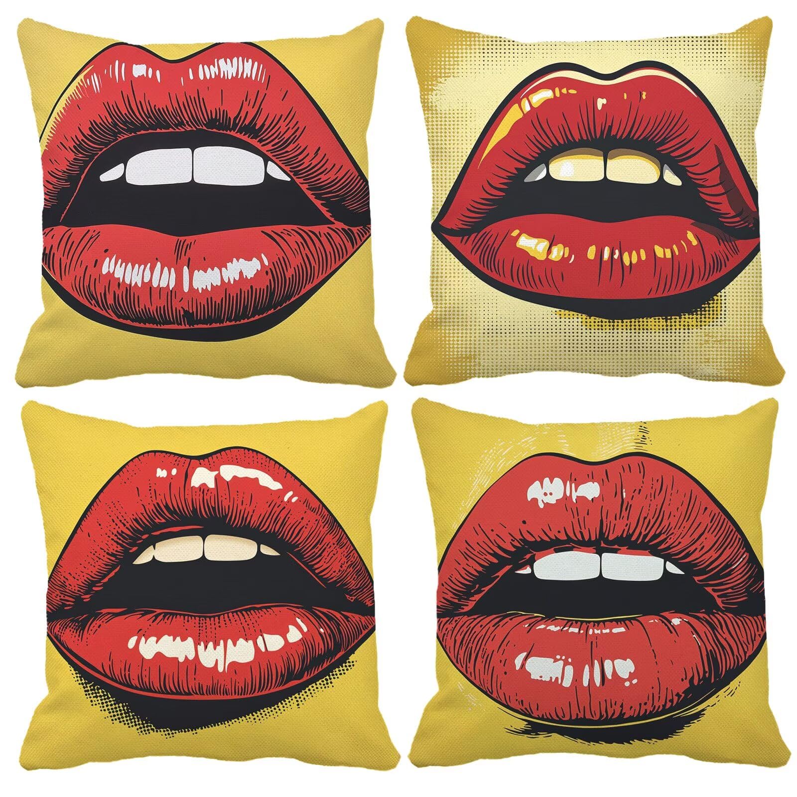 Funda Cojin 80x80cm, Cojines Sofa Champán Cojines Sofa con Relleno Incluido Labios Juego de 4 con Cremallera Invisible Cojin Sofas Decorativas Cuadradas Lino Para Sala de Estar JardíN Fundas 6L-125