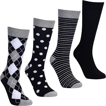 No Cold Feet Mens Dress Socks 4 Pack Classic Style Mid Calf Crew Socks