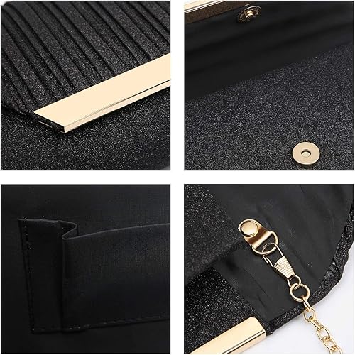 Miniatura 4 de Dasein Bolsos de mano para mujer bolsos formales de noche bodas fiestas bolsos elegantes y bolsos de mano para novia Negro, Azul / Patchwork,