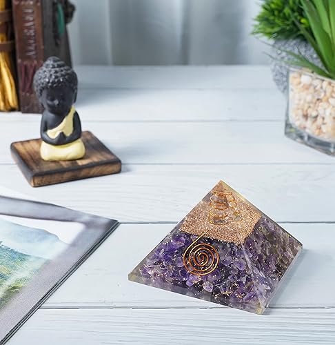 Miniatura 5 de Crocon Pirámides de orgón de amatista, piedra curativa, piedras de orgonita, piedras piramidales, reiki, cristal, colección de adivinación de