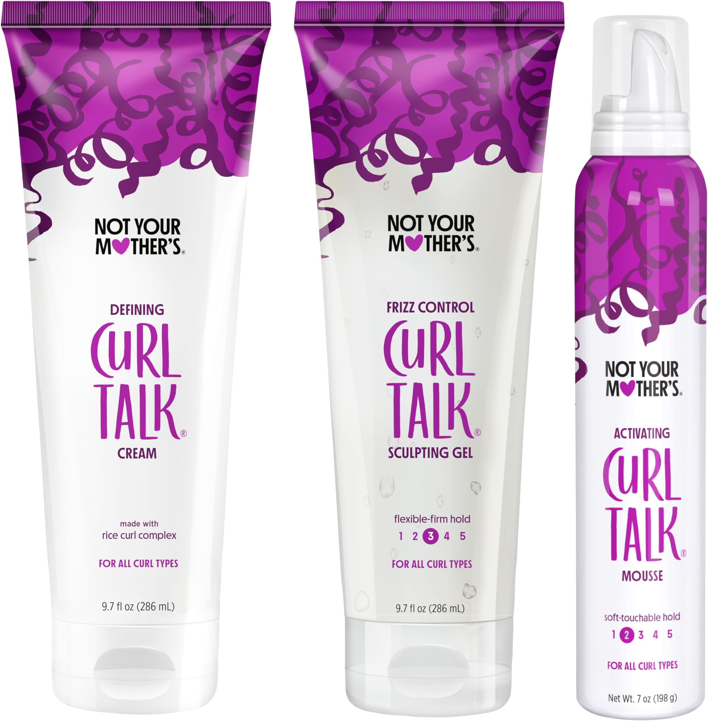 Not Your Mother's Curl Talk Kit, 9.7 fl.oz Defining Cream, 9.7 fl.oz Frizz Control Styling Gel & 7 oz Activating Mousse