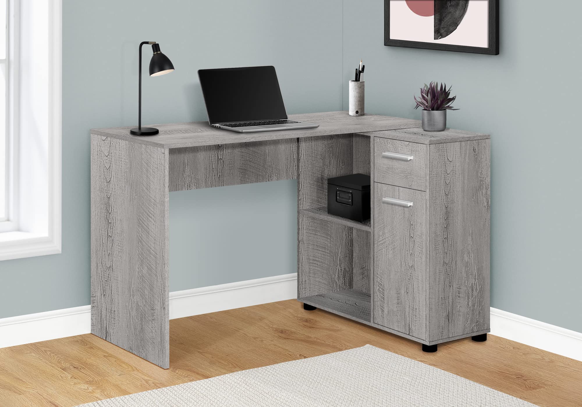 PCデスク Monarch Specialties L-Shaped Computer Desk with Storage Drawers