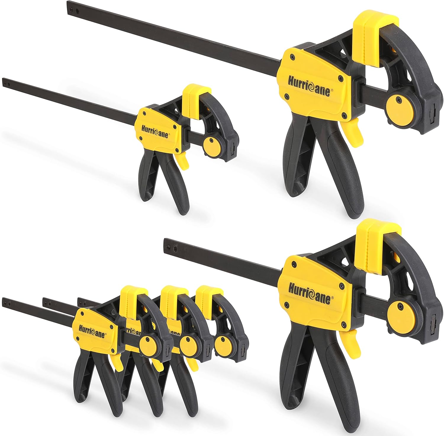 HURRICANE Clamps for Woodworking, 6 Pack OneHanded Bar Clamps, Quick