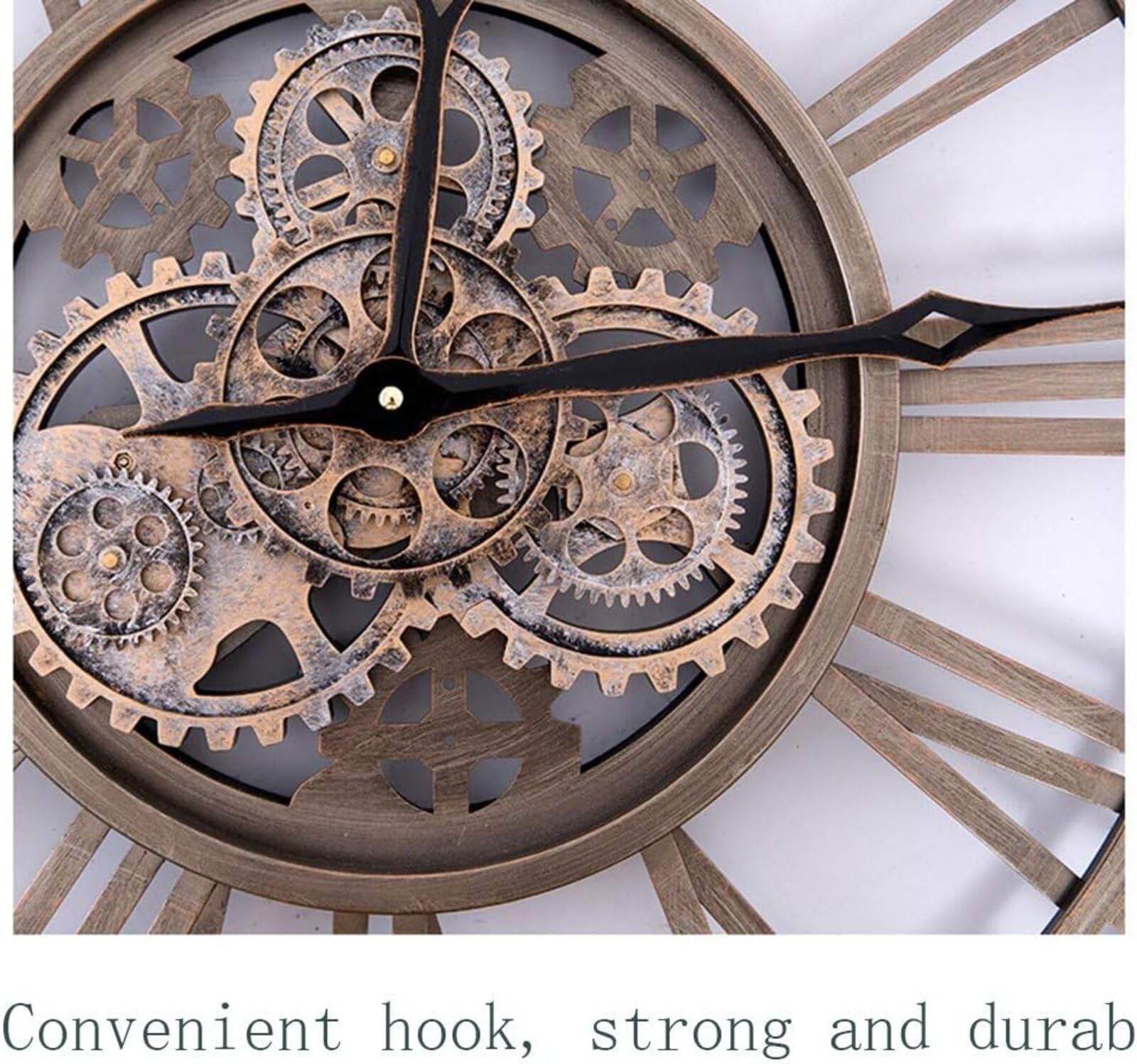 SkyFace Vintage Wanduhr Groß mit Beweglichen Zahnrädern Lautlos Wanduhr Vintage 60cm Industrial Steampunk Vintage Retro Antike Metall Uhr für Küche Wohnzimmer Zuhause Bar Schule
