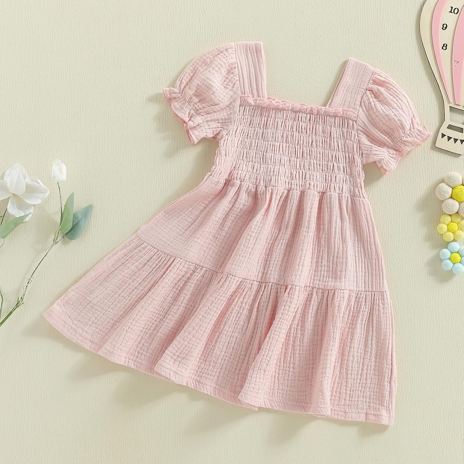 Toddler Dress Baby Girl Summer Clothes Puff Sleeve Smocked Boho Princess Dresses Casual Infant Sundress Holiday - Image 6