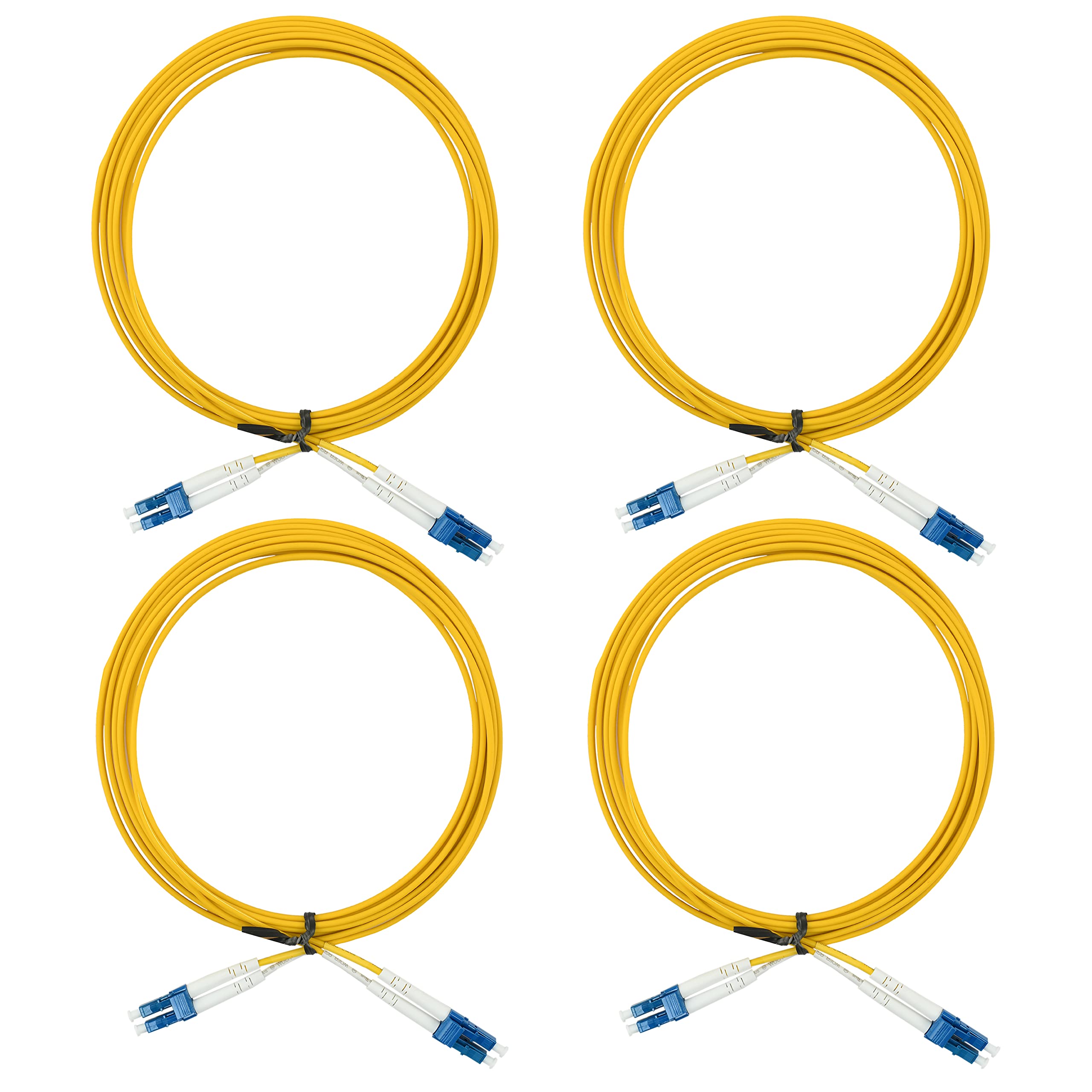 2M – 4Pack LC to LC OS2 Fiber Optic Patch Cable Singlemode Duplex Optical Patch Cord 9/125µm Fiber Optic Cable LC-LC DX 2 Meter (6.5ft) Pack of 4.