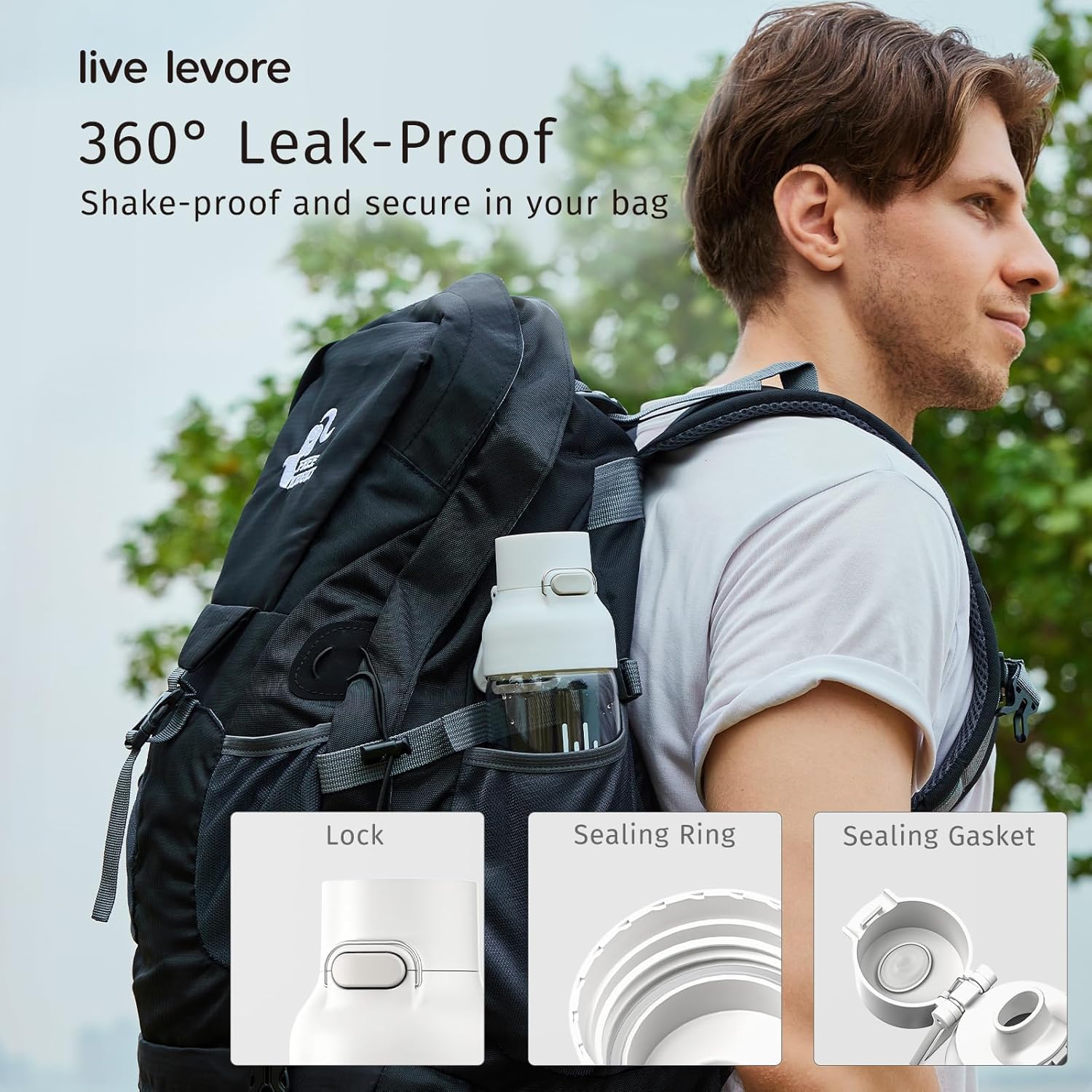 26oz Clear Water Bottle, Leak Proof One-Hand Open Flip Lid, Cup Holder Compatible, BPA-Free USA Tritan Plastic, Dishwasher Safe for Office, School, Gym & Outdoor Use (1 Pack) - Image 3