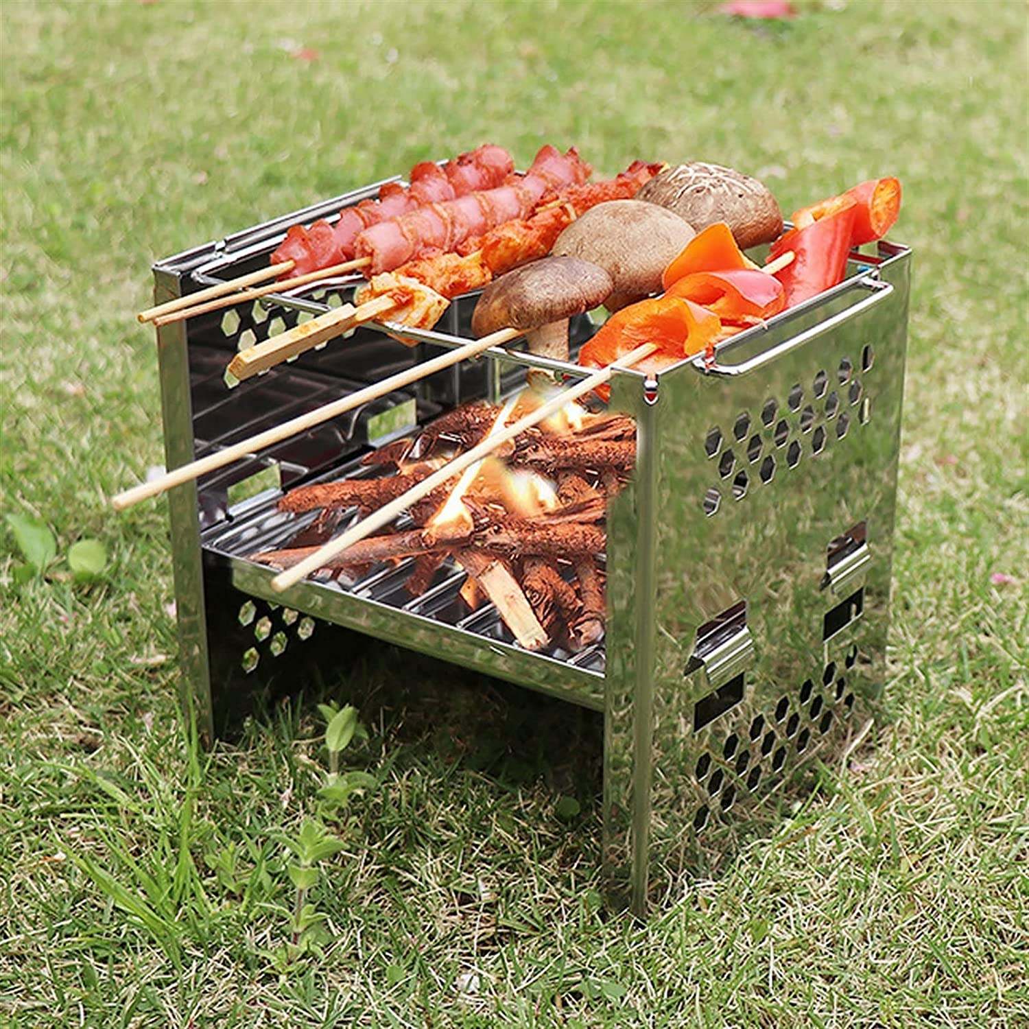 Griglia portatile per giardino e feste in famiglia, utensili da cucina all'aperto per campeggio e nics, facile da usare e pulire, ideale per gli appassionati di barbecue all'aperto
