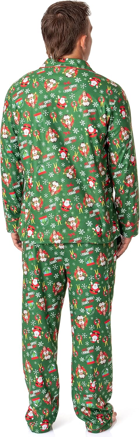 INTIMO Elf The Movie Mens' Film OMG! Santa! I Know Him! Button Down Sleep Pajama Set - Image 3