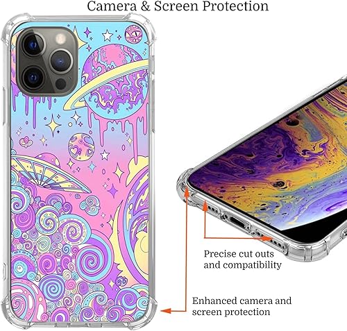 Miniatura 3 de Funda psicodélica para teléfono con imágenes de arte alienígena para iPhone 13 Pro Max, funda de arte estético hippie para niñas, niños, mujeres y